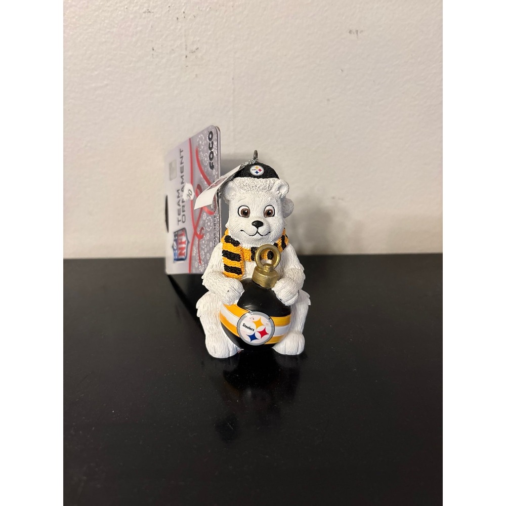 Pittsburgh Steelers Sitting Polar Bear Christmas Winter Ornament